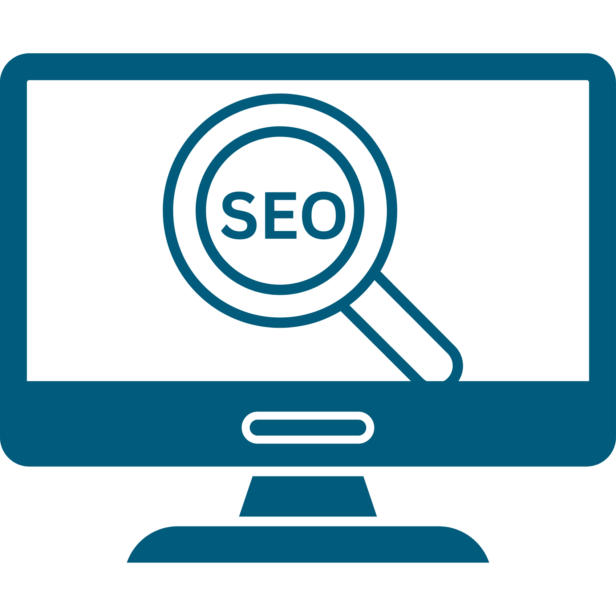 Best digital marketing strategist in Malappuram for SEO services, Illustration of a computer screen with a magnifying glass over it, representing website optimization."
