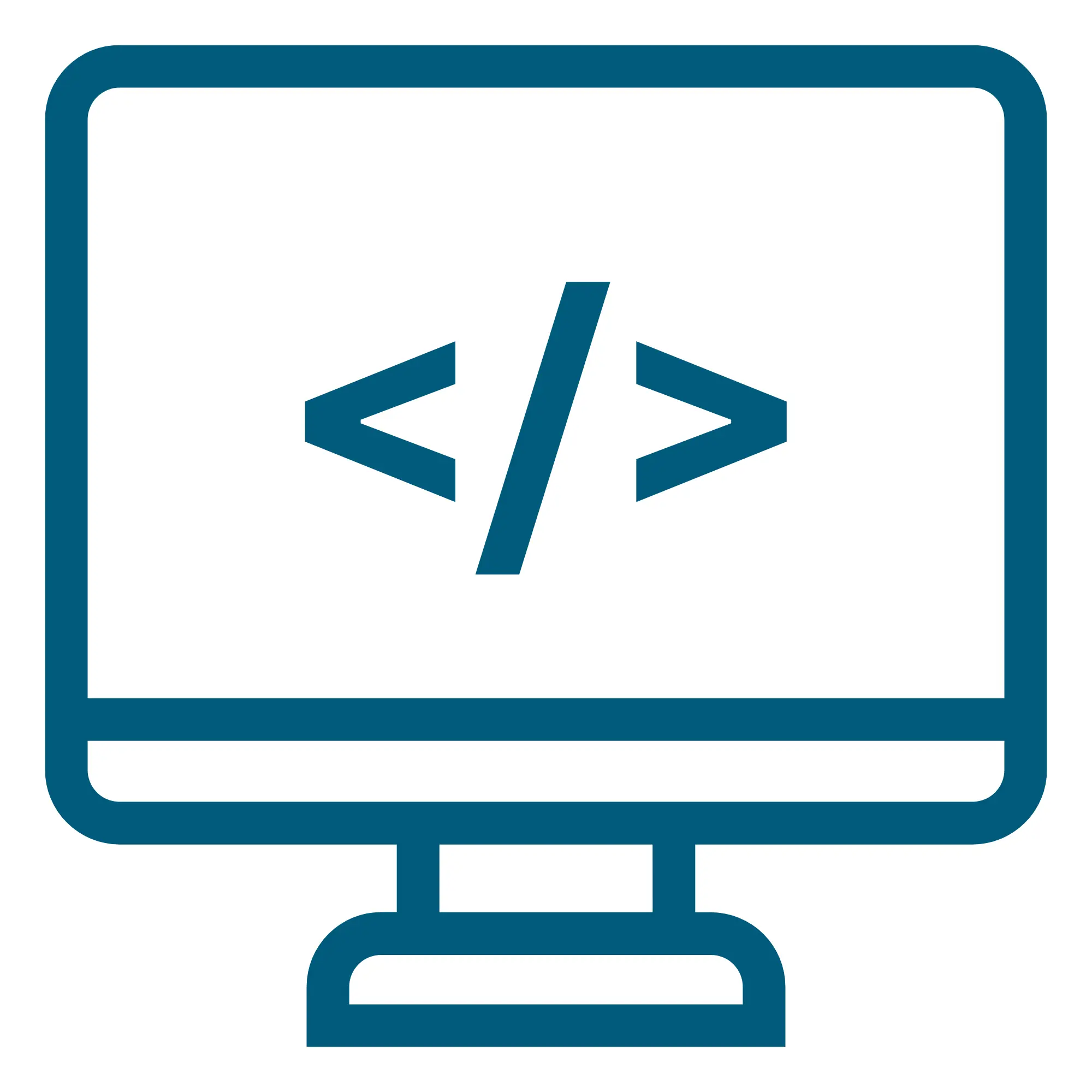 Digital marketing strategist in Malappuram for web development, depicted by a computer monitor displaying HTML code brackets, symbolizing website design and development services.